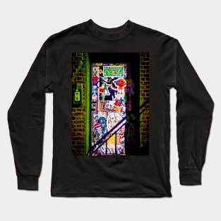 Sticker Art Street Wall Brooklyn NYC Long Sleeve T-Shirt